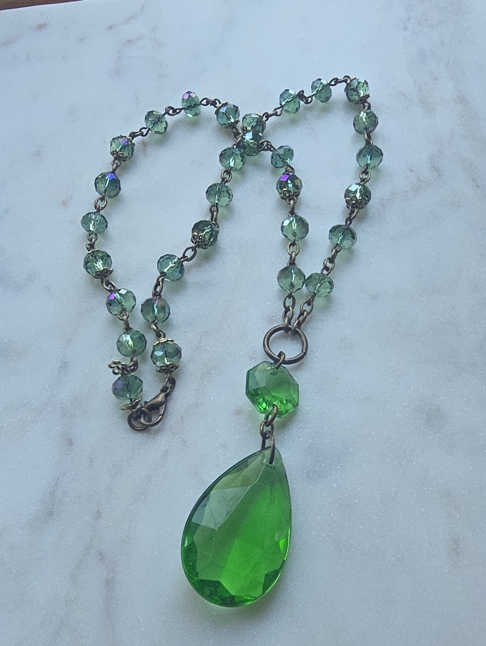 Handmade Green Crystal Necklace